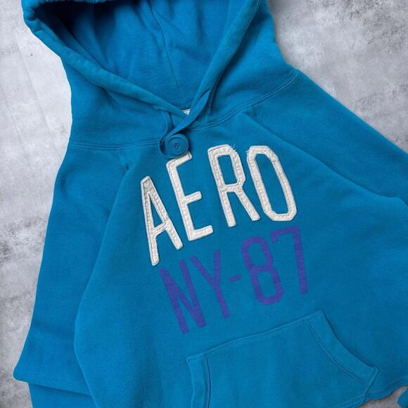 Y2K Aeropostale 00s NY 87 blue hoodie jacket - Picture 4 of 7